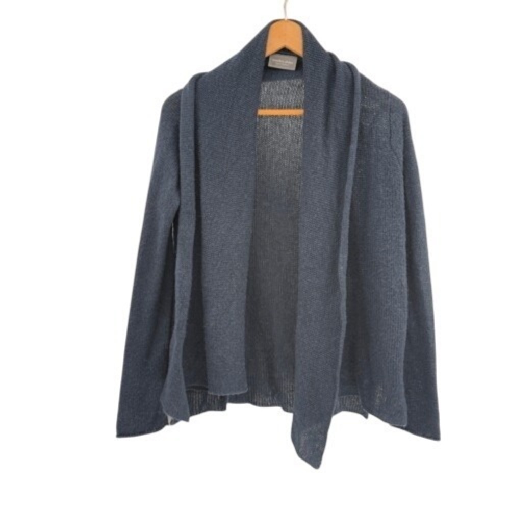 Wooden Ships Sweater Cardigan Women XS Navy Blue Minimalist Wool Blend Travel